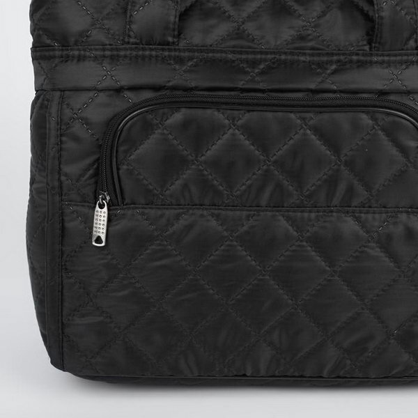 Дорожная сумка на молнии, наружный карман, длинный ремень, цвет чёрный - фотография № 3