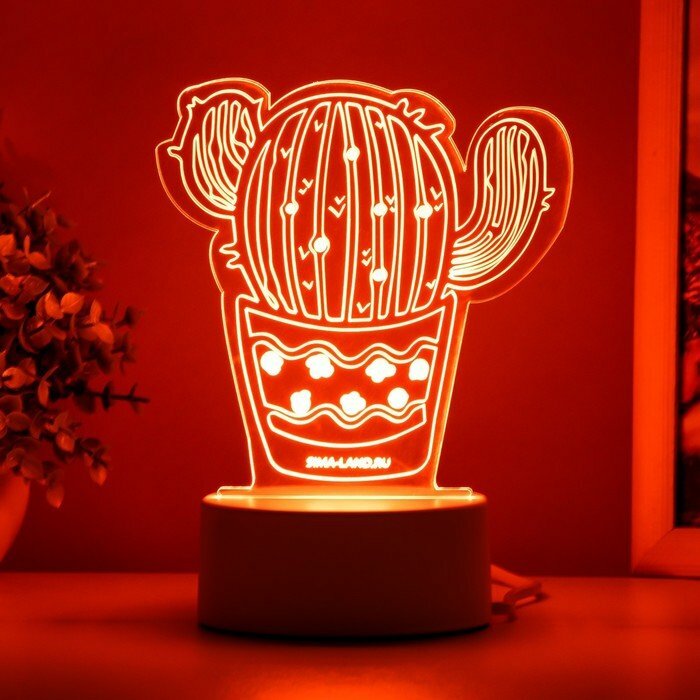 Светильник "Кактус" LED белый 14х9,5х15 см (комплект из 2 шт) - фотография № 3