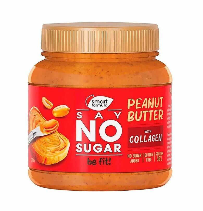 Smart Formula, арахисовая паста Say No Sugar без сахара с коллагеном 36% протеина, 270 г - фотография № 3