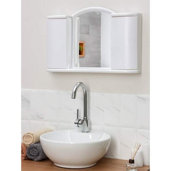 Шкафчик зеркальный для ванной комнаты «Арго», цвет снежно-белый - фотография № 3