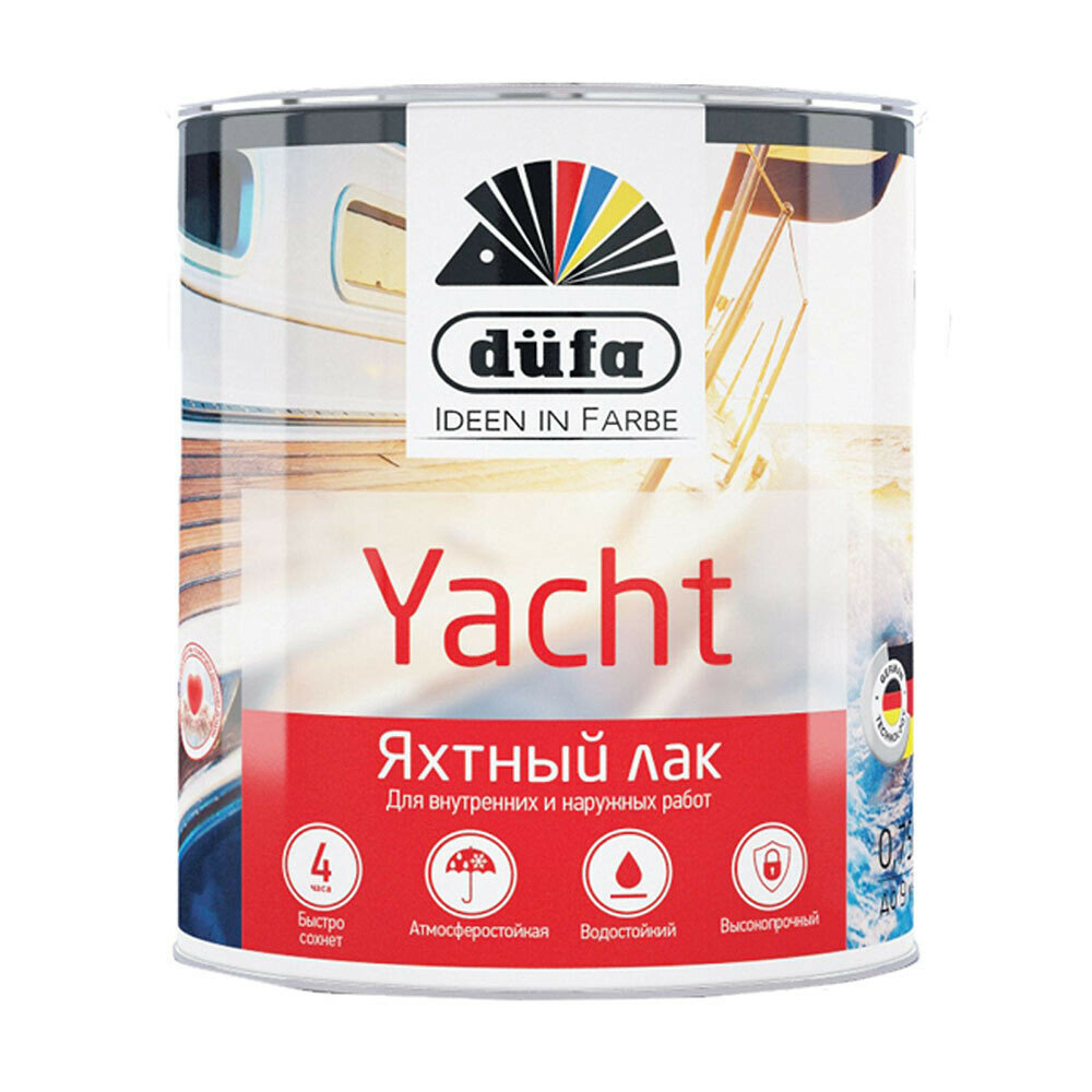 Лак алкидно-уретановый яхтный Dufa Yacht бесцветный 075 л глянцевый