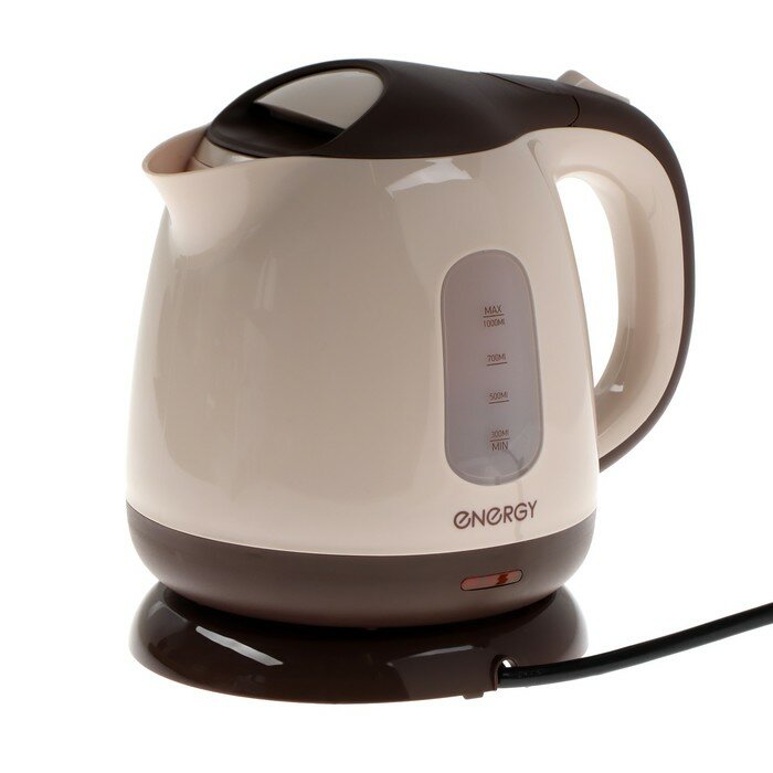 фото Чайник электрический ENERGY E-275, пластик, 1 л, 1100 Вт, коричневый