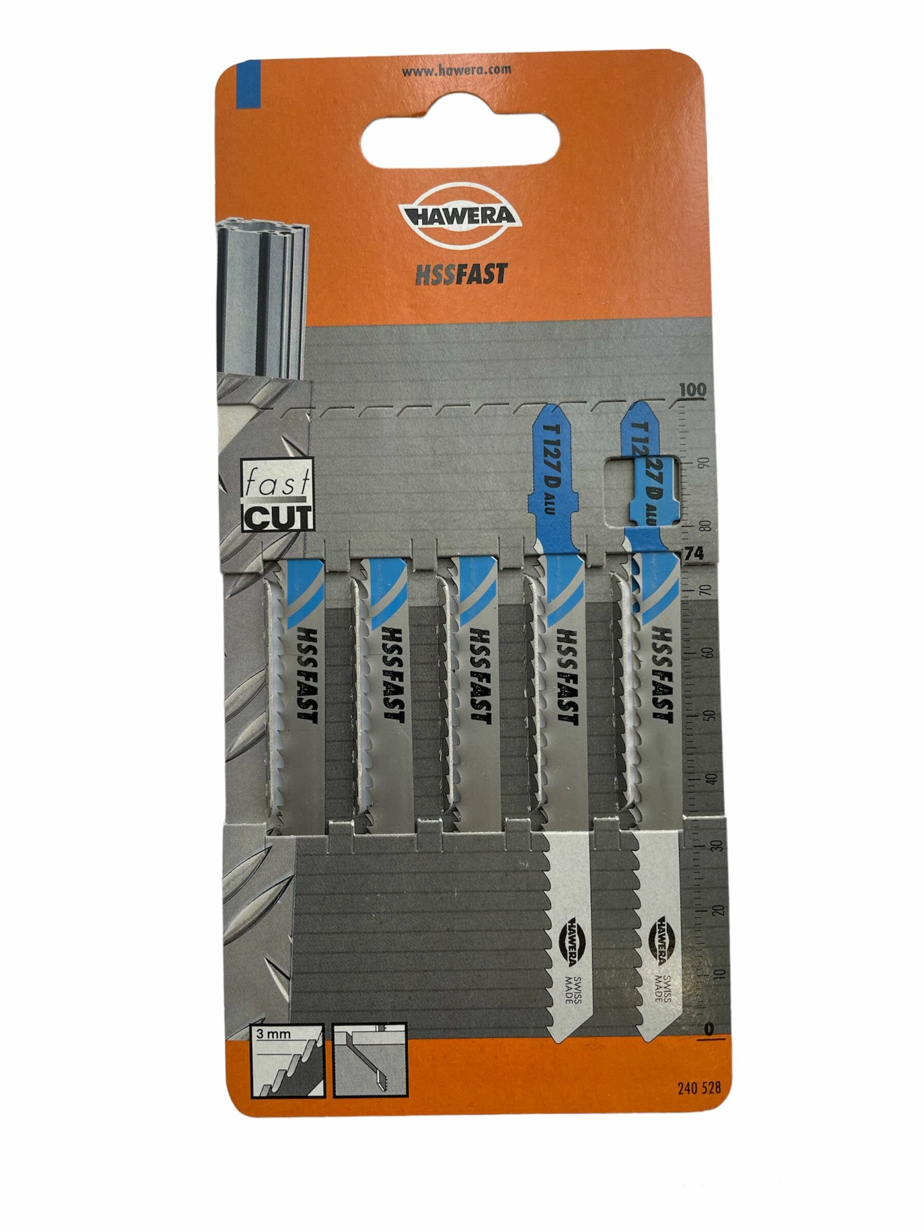 фото Пилки для лобзика HSS-Fast быстрый пил по алюминию, мягким и цветным металлам T127D Hawera (5шт), 240528