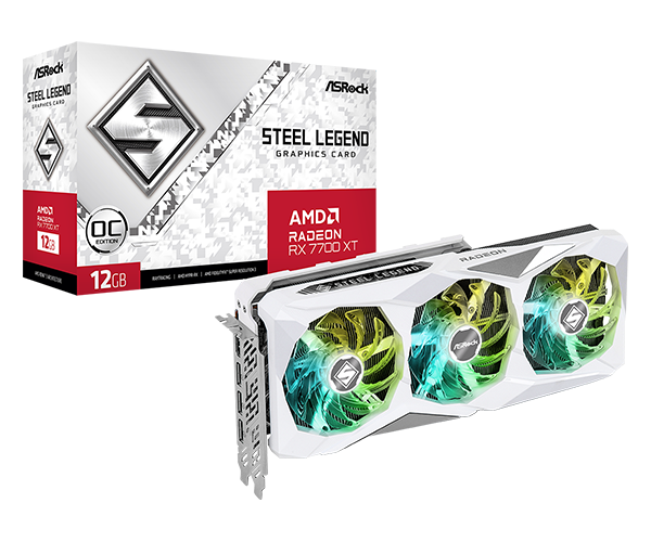 Видеокарта ASROCK RX7700XT Steel Legend 12GB OC, RTL