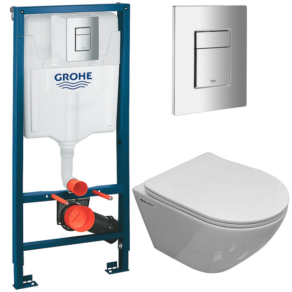 Инсталляция Grohe Solido 38811000 + унитаз Bloomix Trend 1203 безободковый с сиденьем