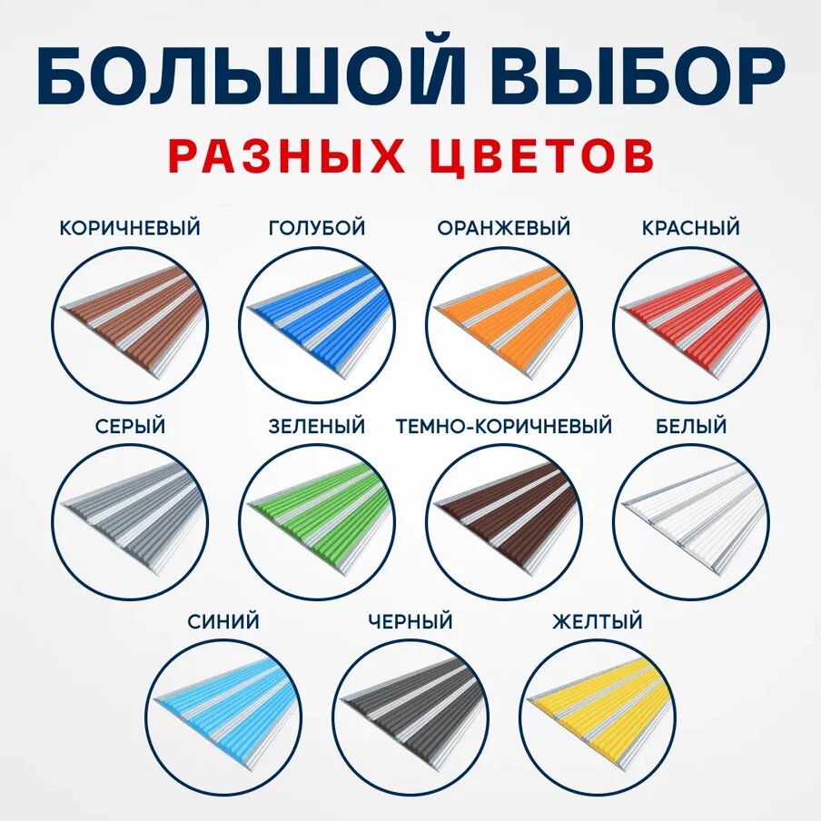 Противоскользящий алюминиевый профиль, полоса с тремя вставками 100мм, 3м, тёмно-коричневый - фотография № 4