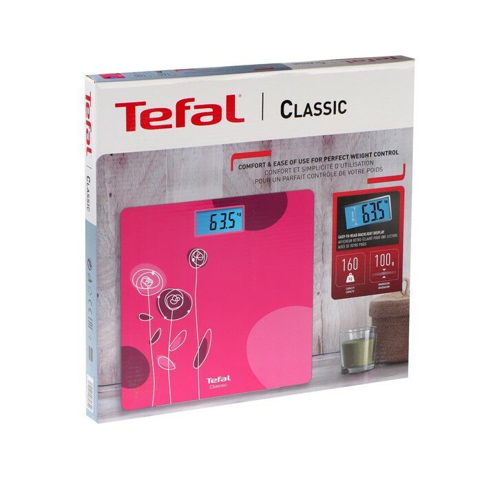 Весы напольные Tefal Classic PP1531V0, электронные, до 160 кг, розовые - фотография № 4