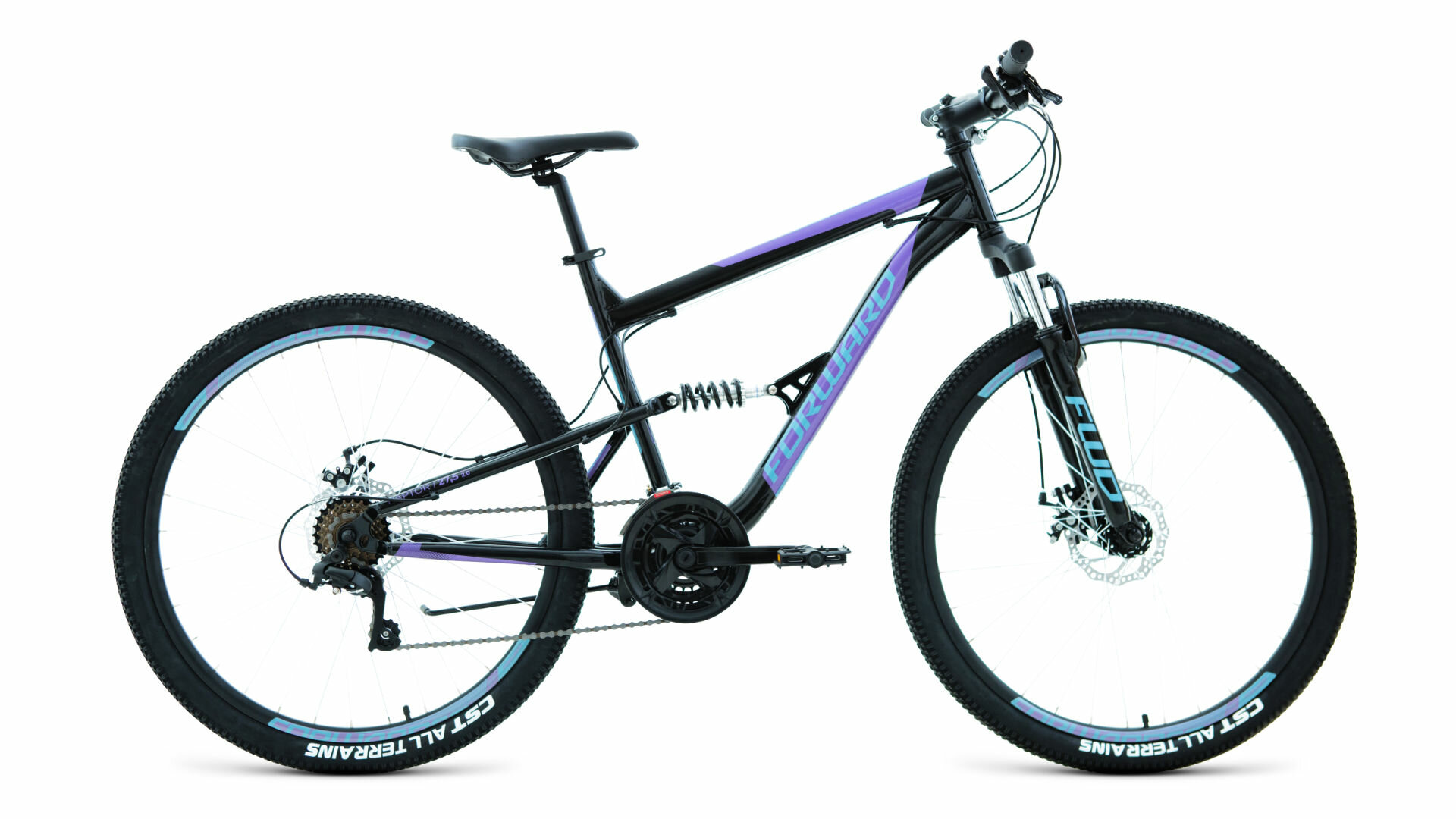 Велосипед 27.5 FORWARD RAPTOR 2.0 (DISK) (18-ск.) 2022 (рама 16) черный/фиолетовый