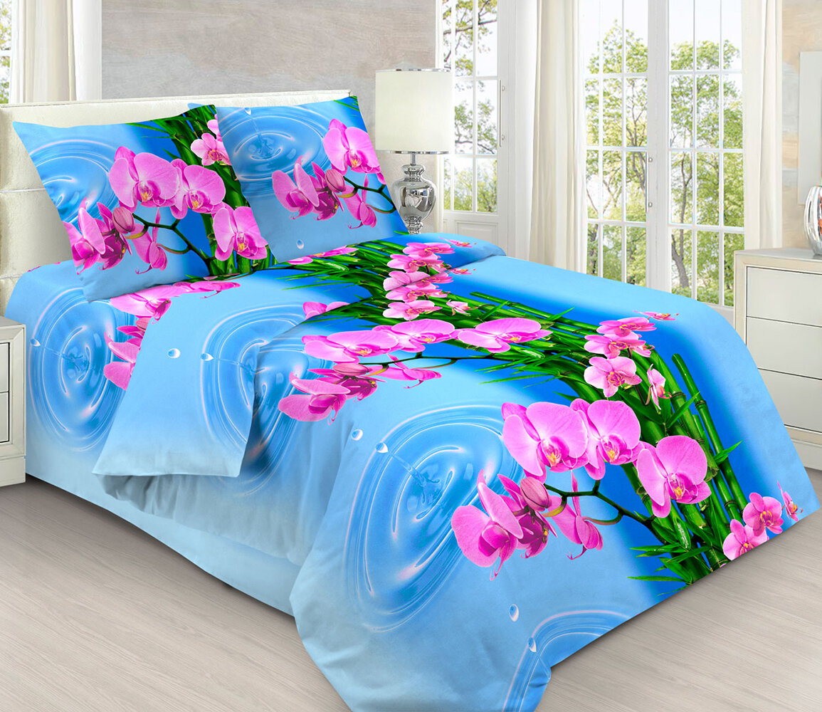 фото Постельное белье Mercury Home Орхидея 1.5 СП Бязь 2 наволочки 50x70