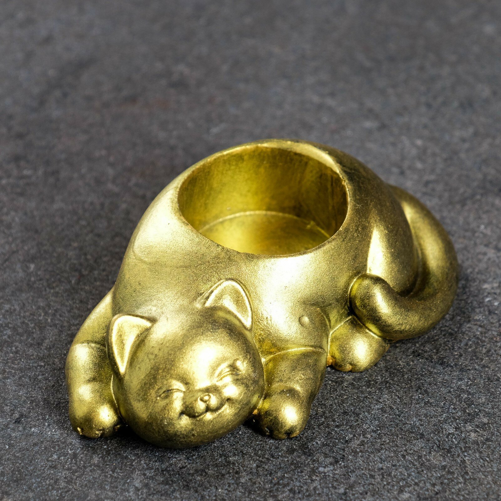 Подсвечник "Кошечка" состаренное золото, 11х7х3см - фотография № 4