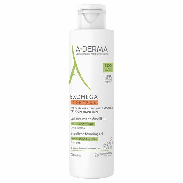 Гель смягчающий очищающий Exomega A-derma/А-дерма 200мл