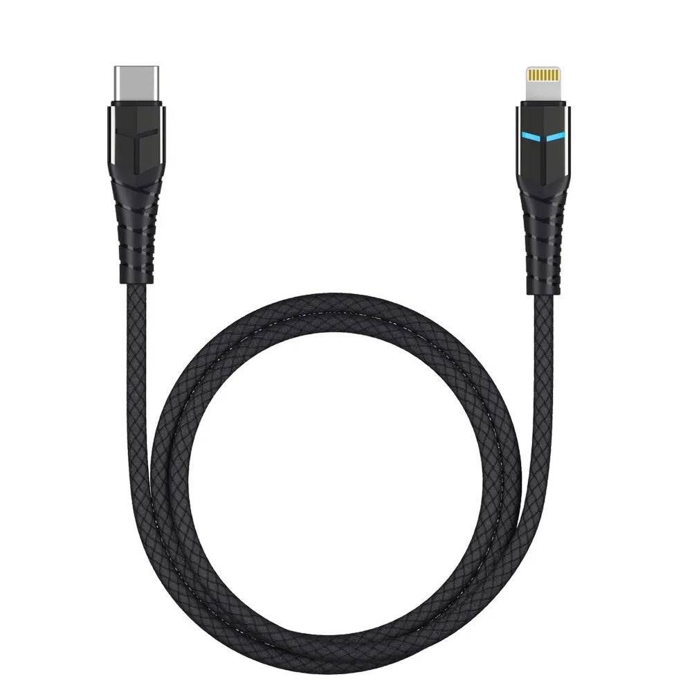Кабель LED USB 2.0 - 8pin для Apple, 3A (black) Deppa - фото №1