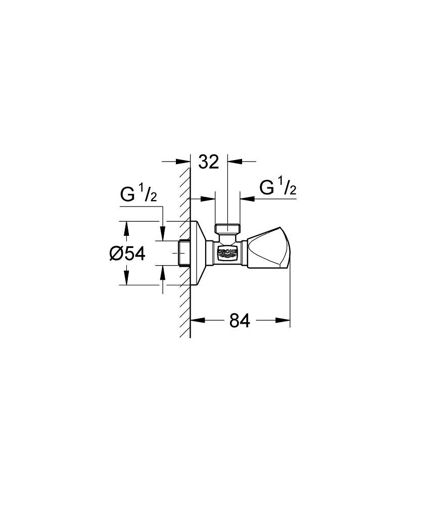 Вентиль угловой GROHE 1/2-1/2 для подключения смесителей, хром (22940000) - фотография № 2