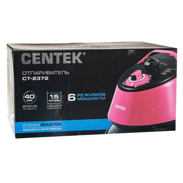 Отпариватель Centek CT-2372, напольный, 2200 Вт, 1500 мл, 45 г/мин, шнур 1.7 м, малиновый - фотография № 7