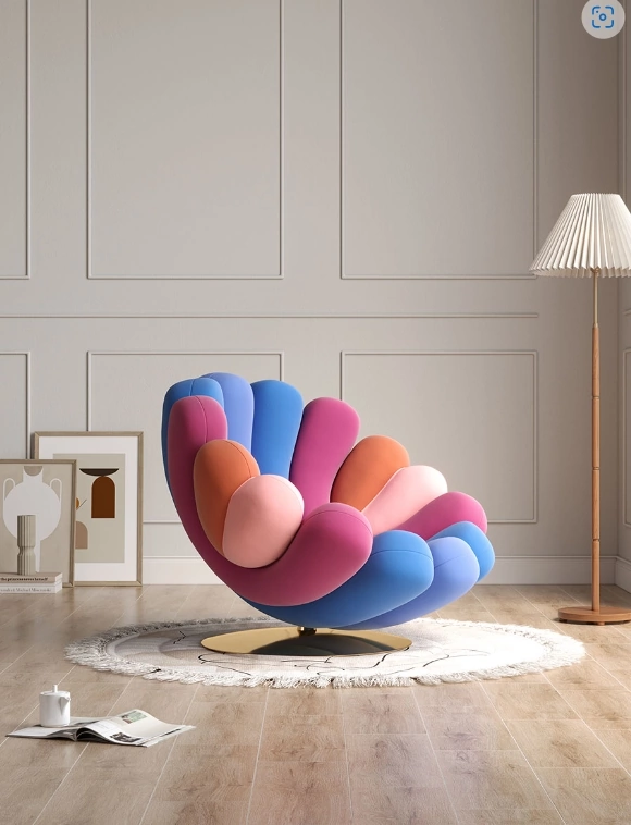 Современное кресло в стиле Giovannetti Anemone - Большой размер (оранжевый) - фотография № 4