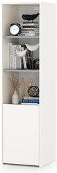 Шкаф комбинированный Торонто 13.13, цвет белый шагрень/стальной серый, ШхГхВ 40х40,3х149,7 см., универсальная сборка