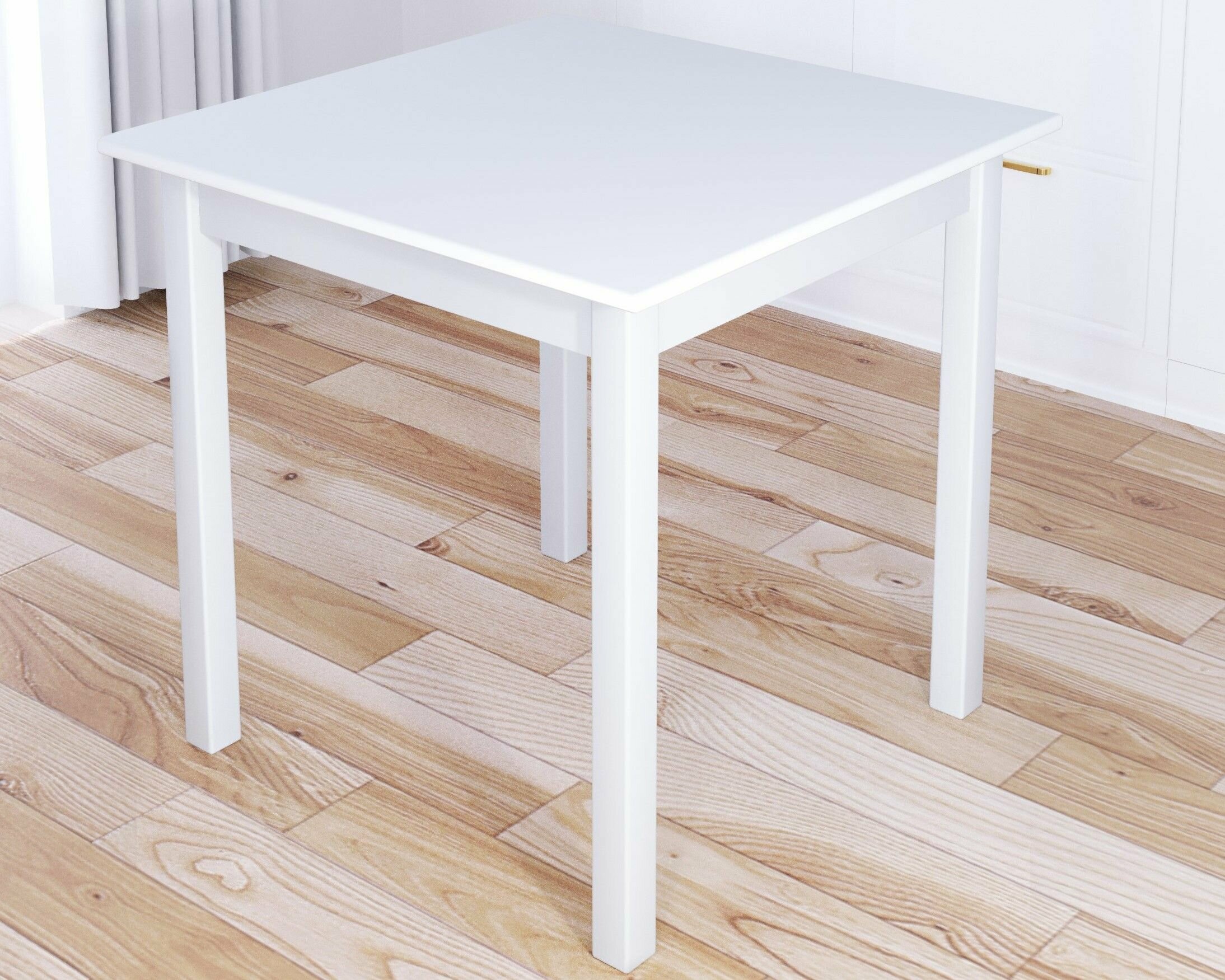Стол кухонный Классика квадратный с белой столешницей и ножками, 20 мм, 60х60х75 см - фотография № 1