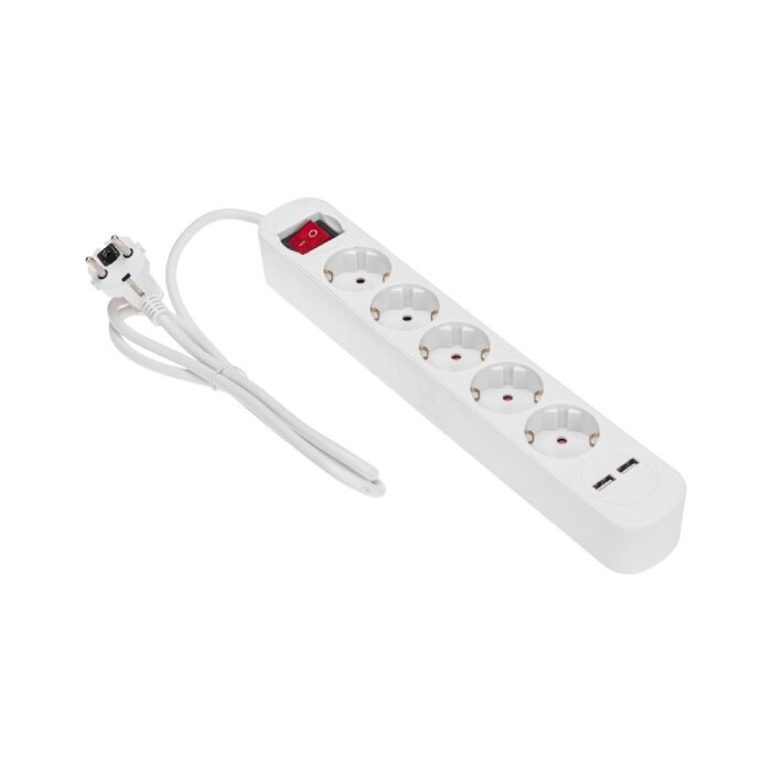 Удлинитель Rexant Standart 5 гнезд, 2 USB, с заземлением, с выключателем, 3х1,0мм², белый (1,5м) - фотография № 2