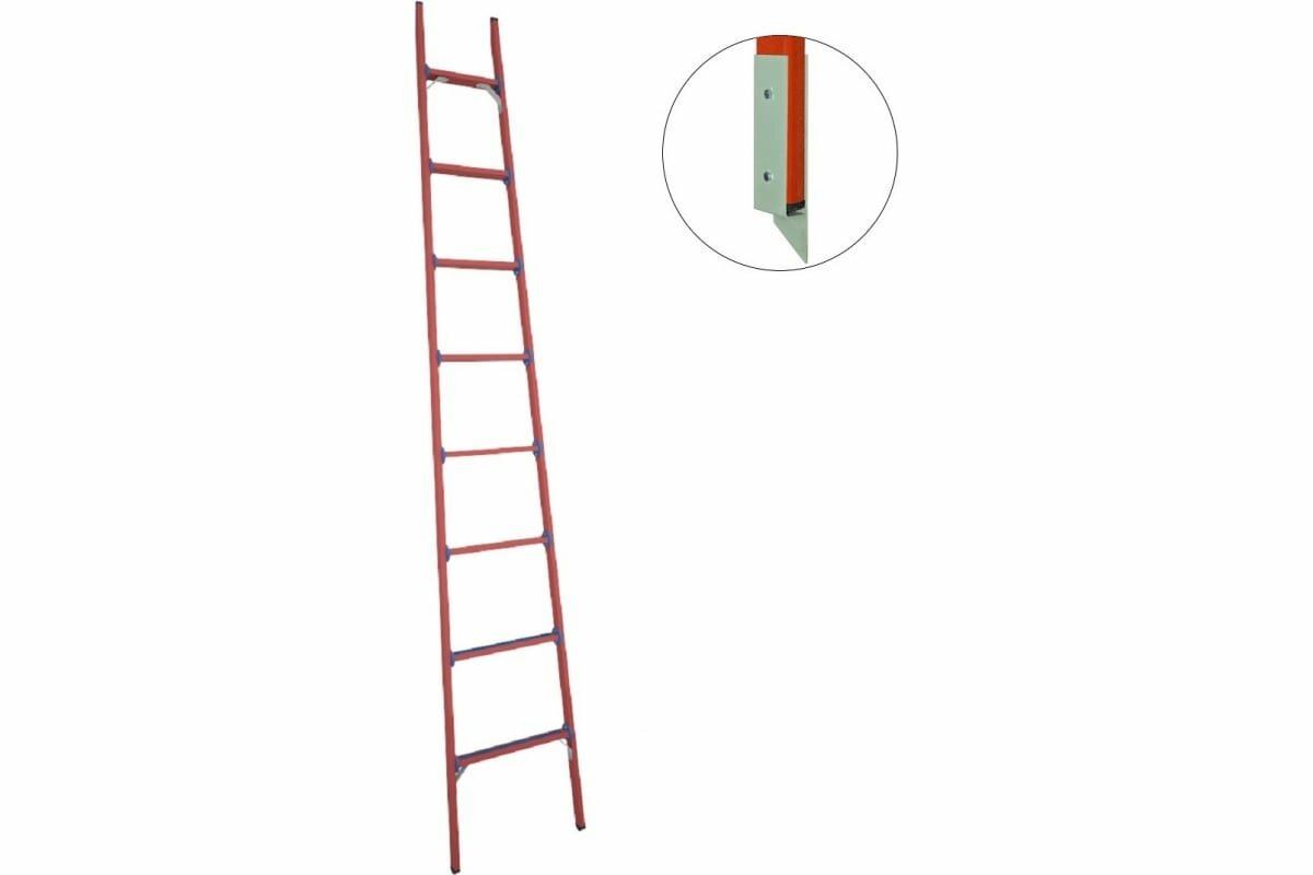 Стеклопластиковая приставная диэлектрическая лестница Антиток мягкий грунт ЛСПД-3.0 МГ 471556