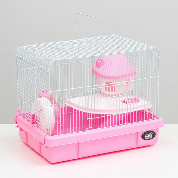 Клетка для грызунов с наполнением, 44.5 x 31 x 36.5 см, розовая - фотография № 1