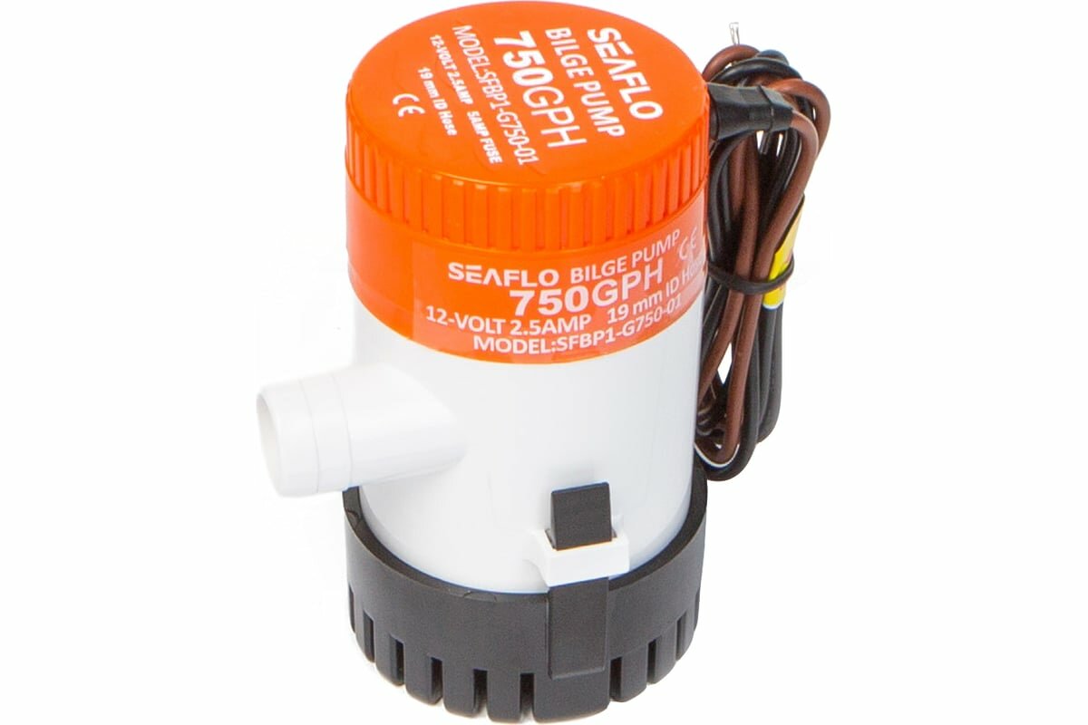 SeaFlo Помпа водооткачивающая трюмная 750 галлон/час, патрубок 19 мм, 12V (Артикул: ) SFBP1-G750-01