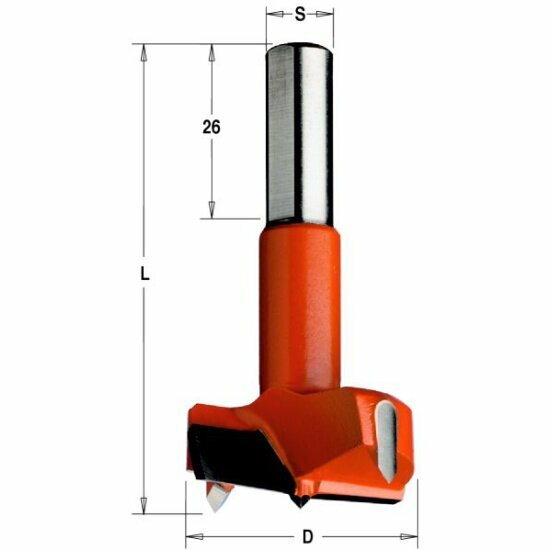 Сверло для присадочного станка Cmt HW 15xx70 Z=2+2 S=10x26 RH, 369.150.11