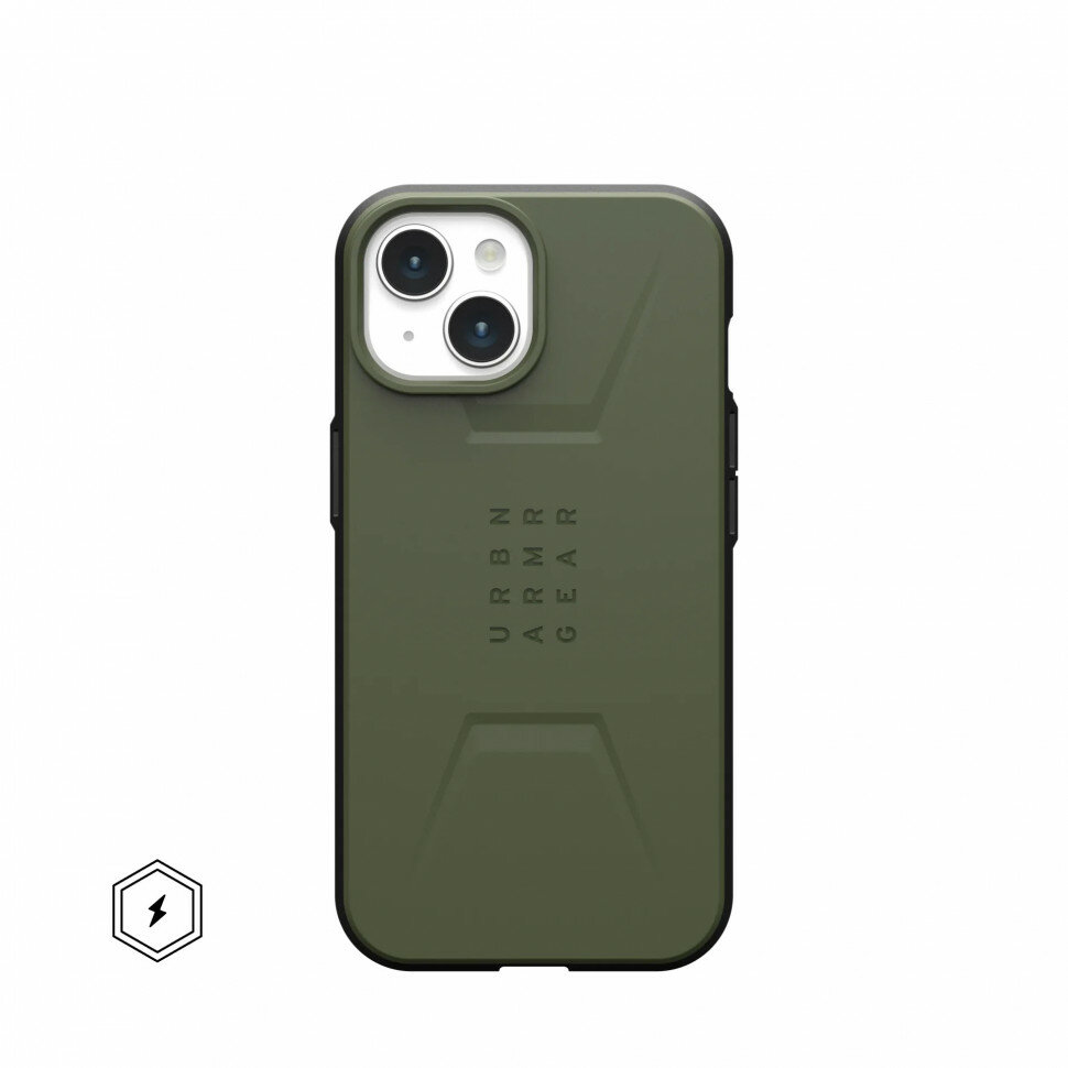 фото Чехол UAG Civilian с MagSafe для iPhone 15 оливковый (Olive Drab)