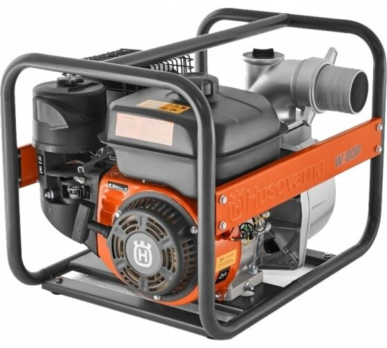 9676391-02 Мотопомпа Husqvarna W80P (Двигатель Husqvarna, 196cм3, ручной /запуск от сети, 50 м3/ч - , шт Husqvarna