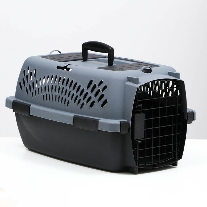 фото Переноска для животных с металлической дверью, 49 х 32 х 27, Серая