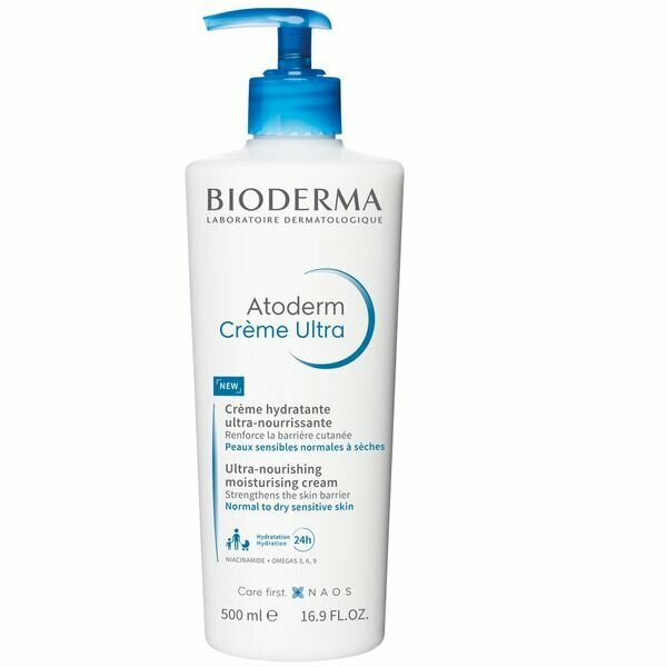 Крем для нормальной и сухой кожи лица и тела увлажняющий Atoderm Bioderma/Биодерма помпа 500мл