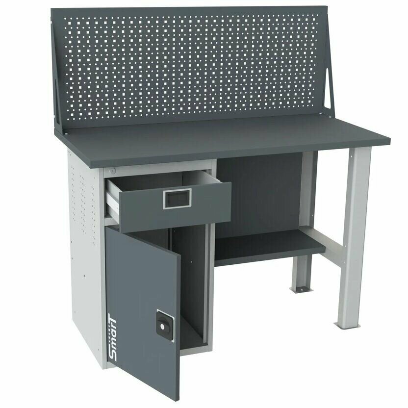 Стол производственный верстак SMART 12801-1 S10 d универсальный в гараж в мастерскую1364х1286х605