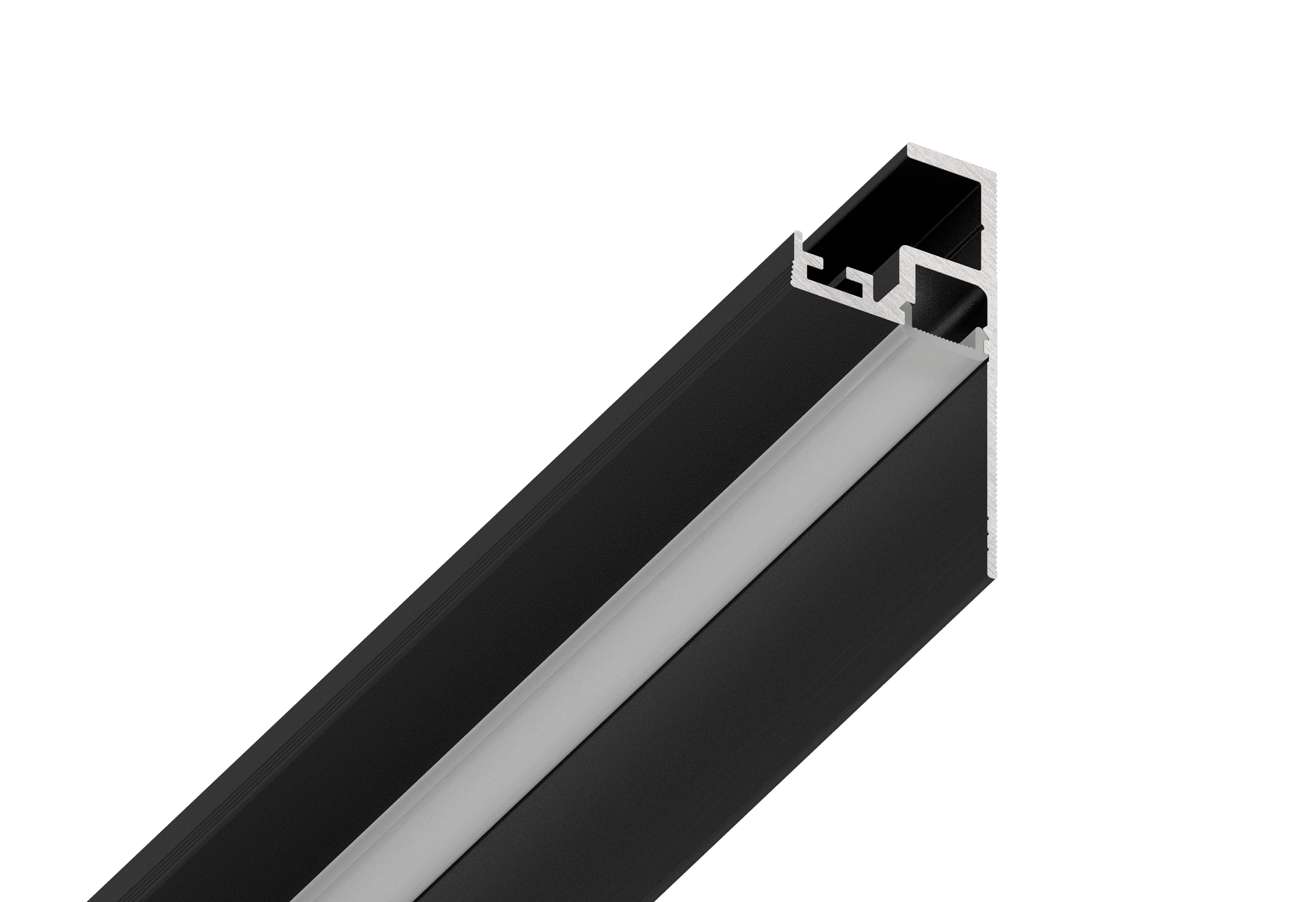 Теневой плинтус для гипсокартона KRAAB GIPPS с рассеивателем (1 м), алюминий (1,5 мм), порошковая окраска, чёрная (RAL 9005) - фотография № 2