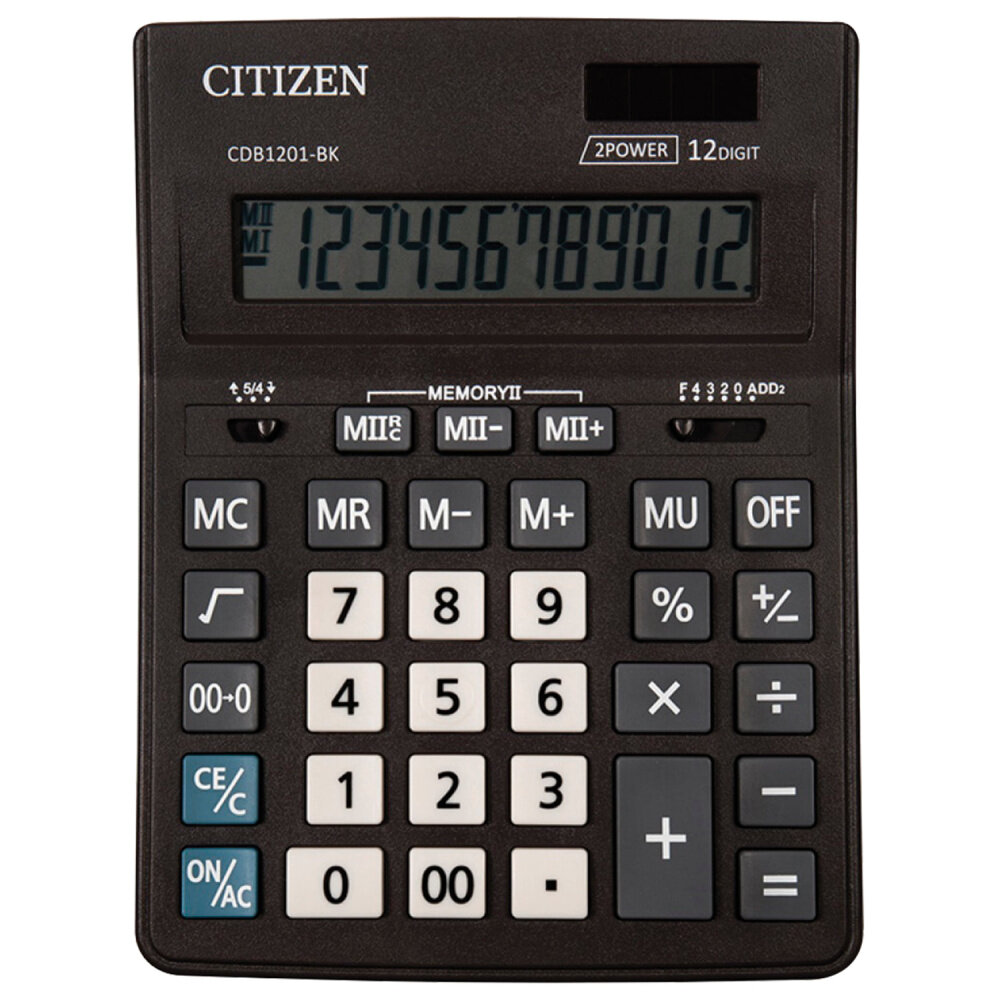 Калькулятор настольный CITIZEN BUSINESS LINE CDB1201BK (205x155 мм) 12 разрядов двойное питание упаковка 2 шт.