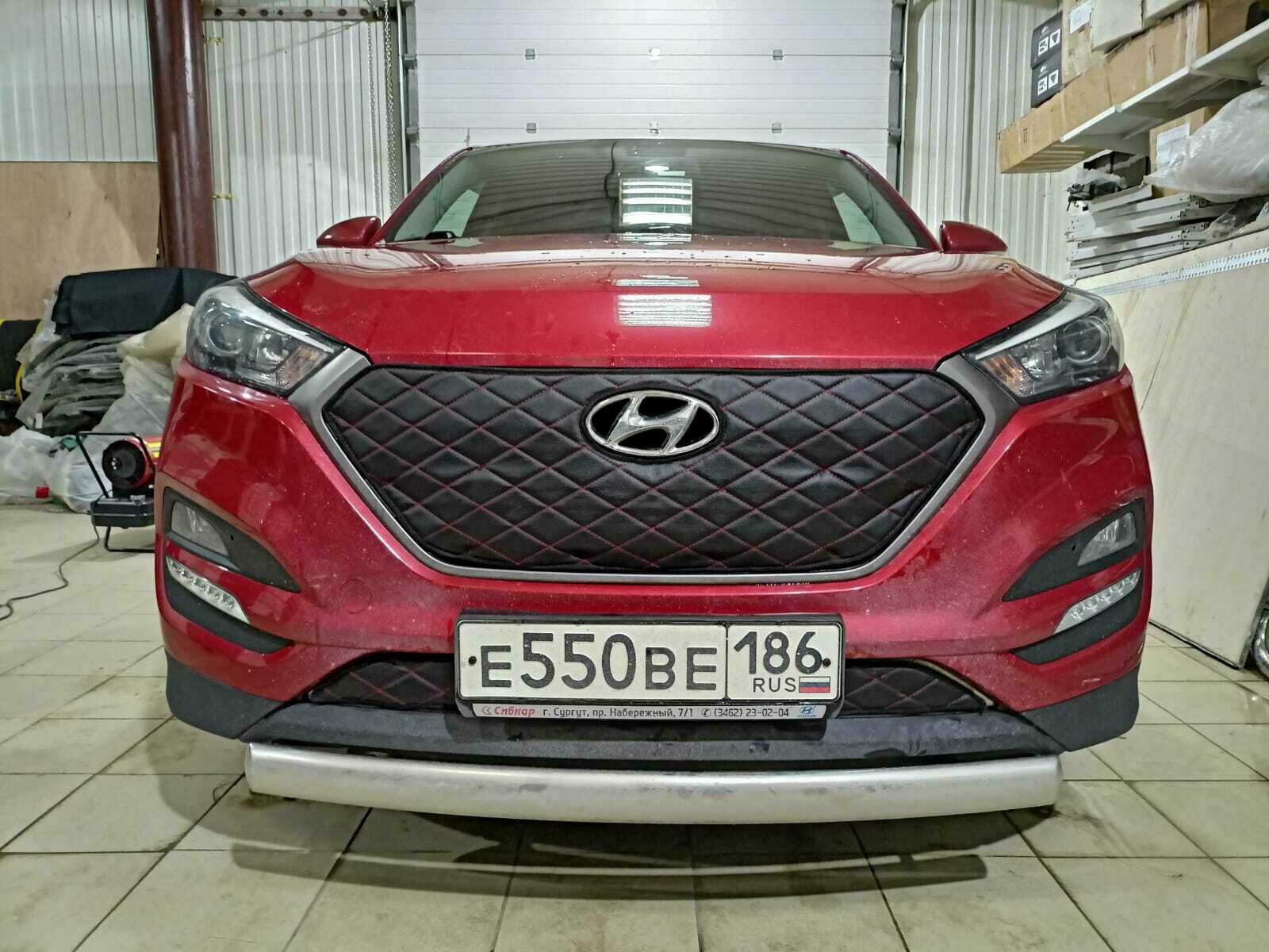 Утеплитель радиатора для Hyundai Tucson 2015-2018 Без парктроников Ромбы