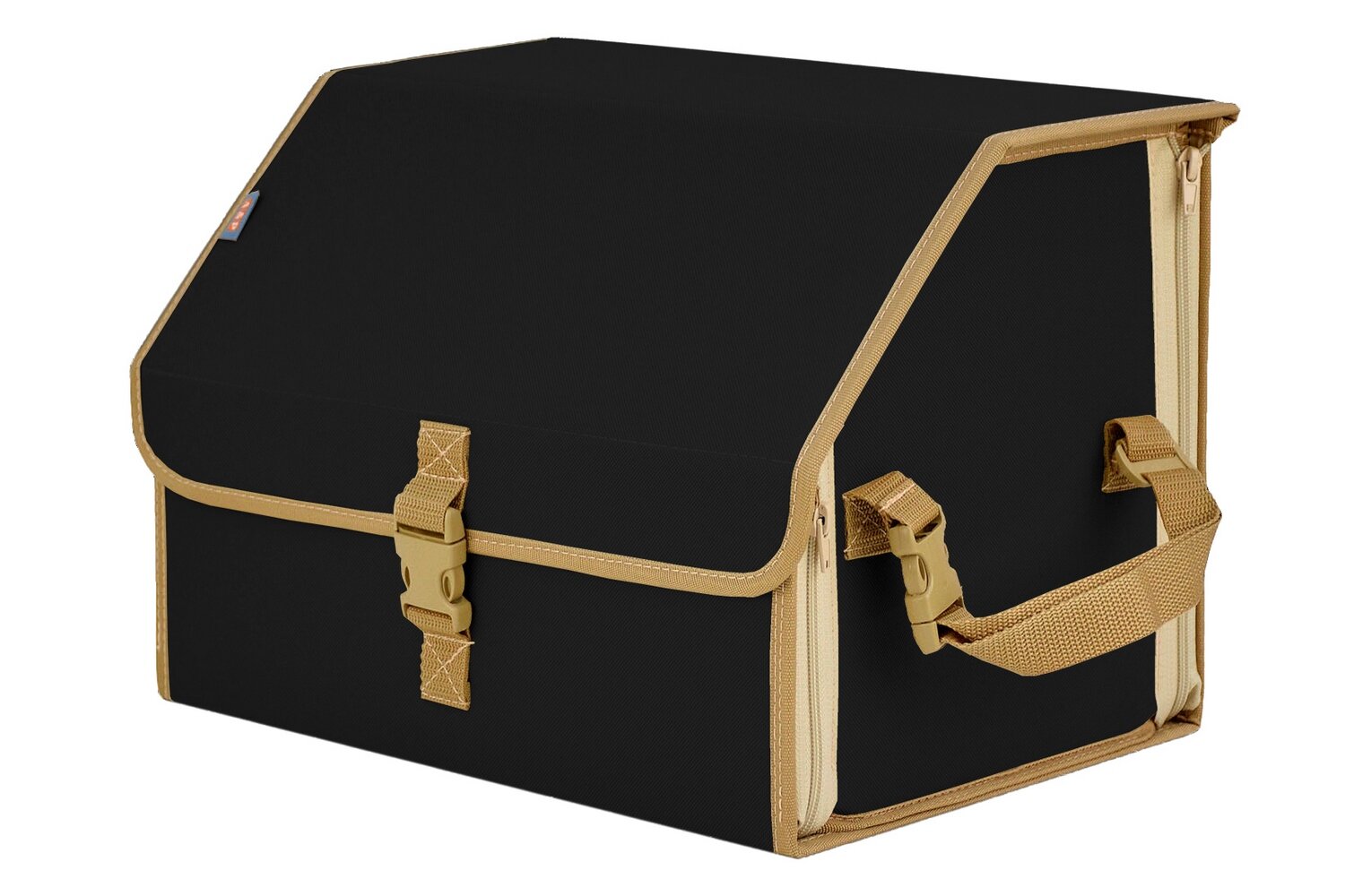 Органайзер-саквояж в багажник "Союз" (размер M). Цвет: черный с бежевой окантовкой.