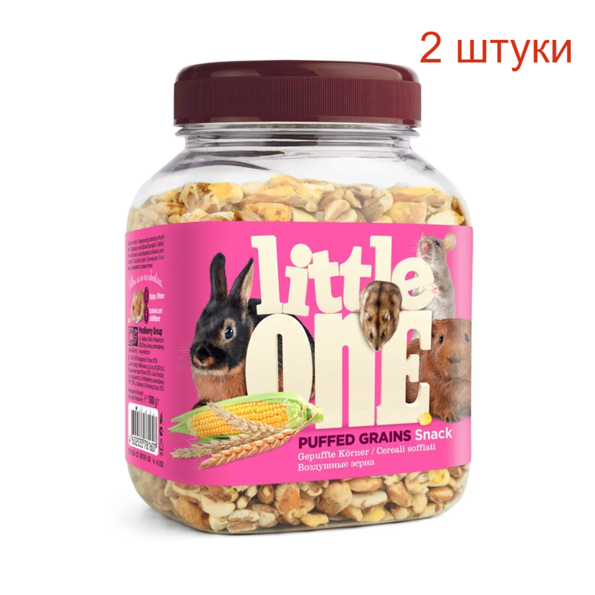 Little One Лакомство для грызунов Воздушные зерна 100г (2 шт)