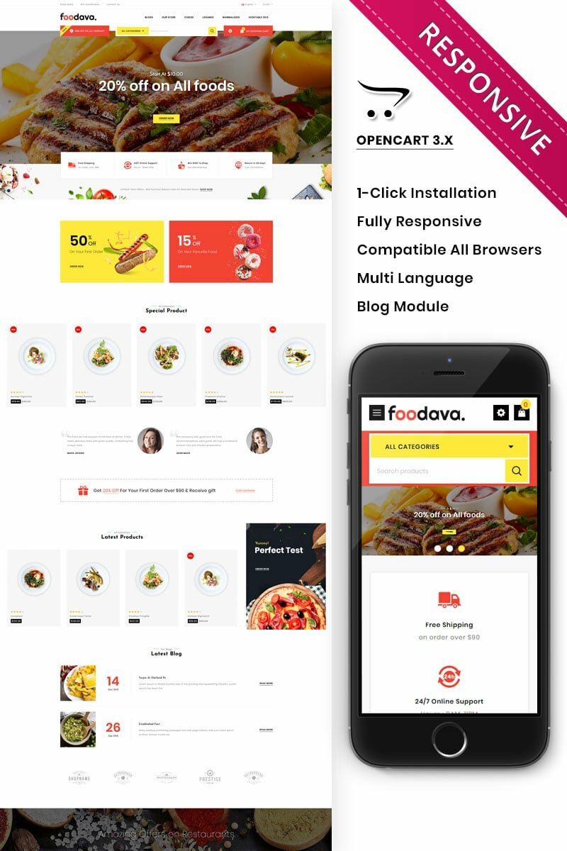 Шаблон OpenCart Foodava - The food Store