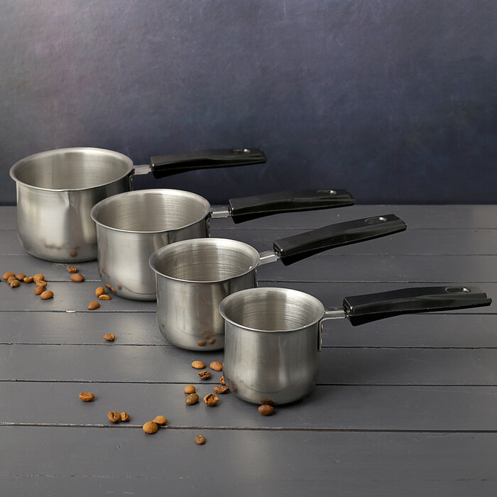 фото Набор турок для кофе из нержавеющей стали с ручками «Аромат», 4 предмета: 300 мл, 250 мл, 180 мл, 140 мл