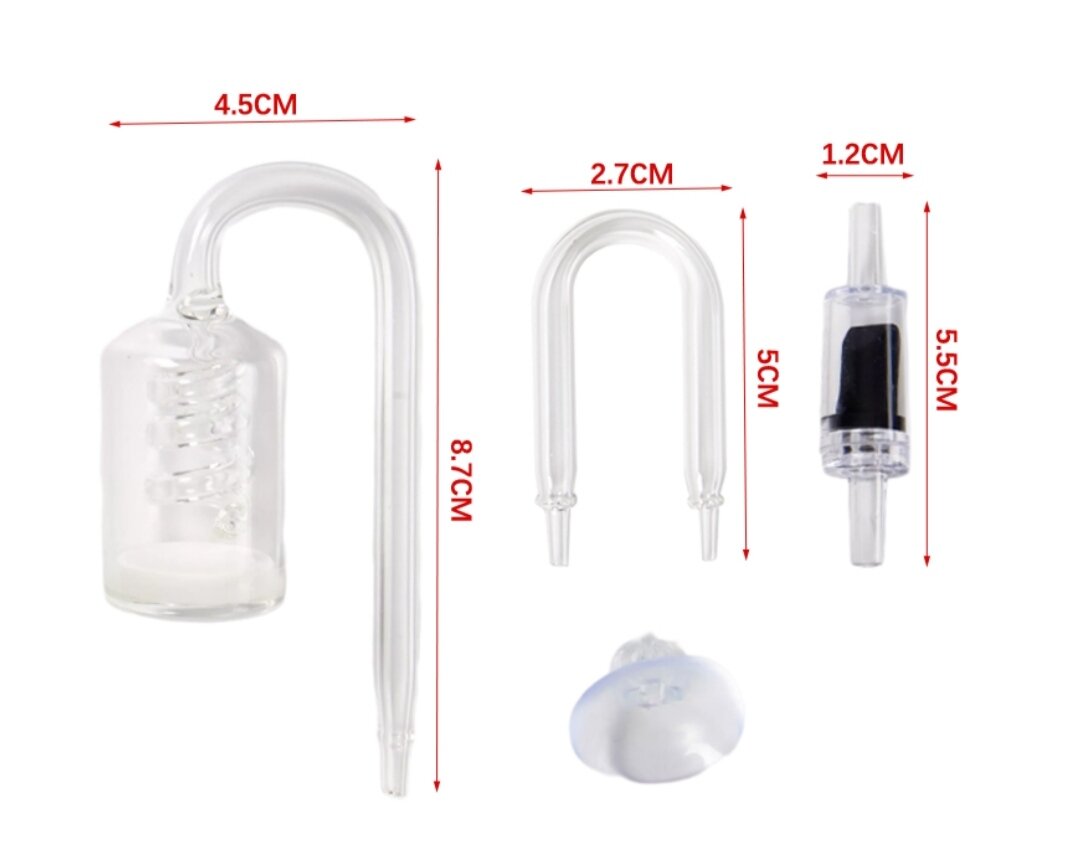Набор для CO2 диффузор со спиралью, обратный клапан, перегиб для шланга и присоска - фотография № 6