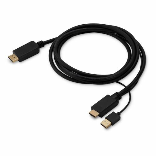 Кабель аудио-видео Buro HDMI (m) - DisplayPort (m) , 2м, GOLD, черный [hdmi-dp-2m]