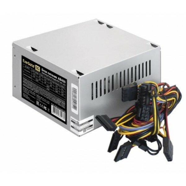 Блок питания 450W ExeGate AB450, ATX, PC, 8cm fan, 24p+4p, 3*SATA, 2*IDE, FDD + кабель 220V в комплекте