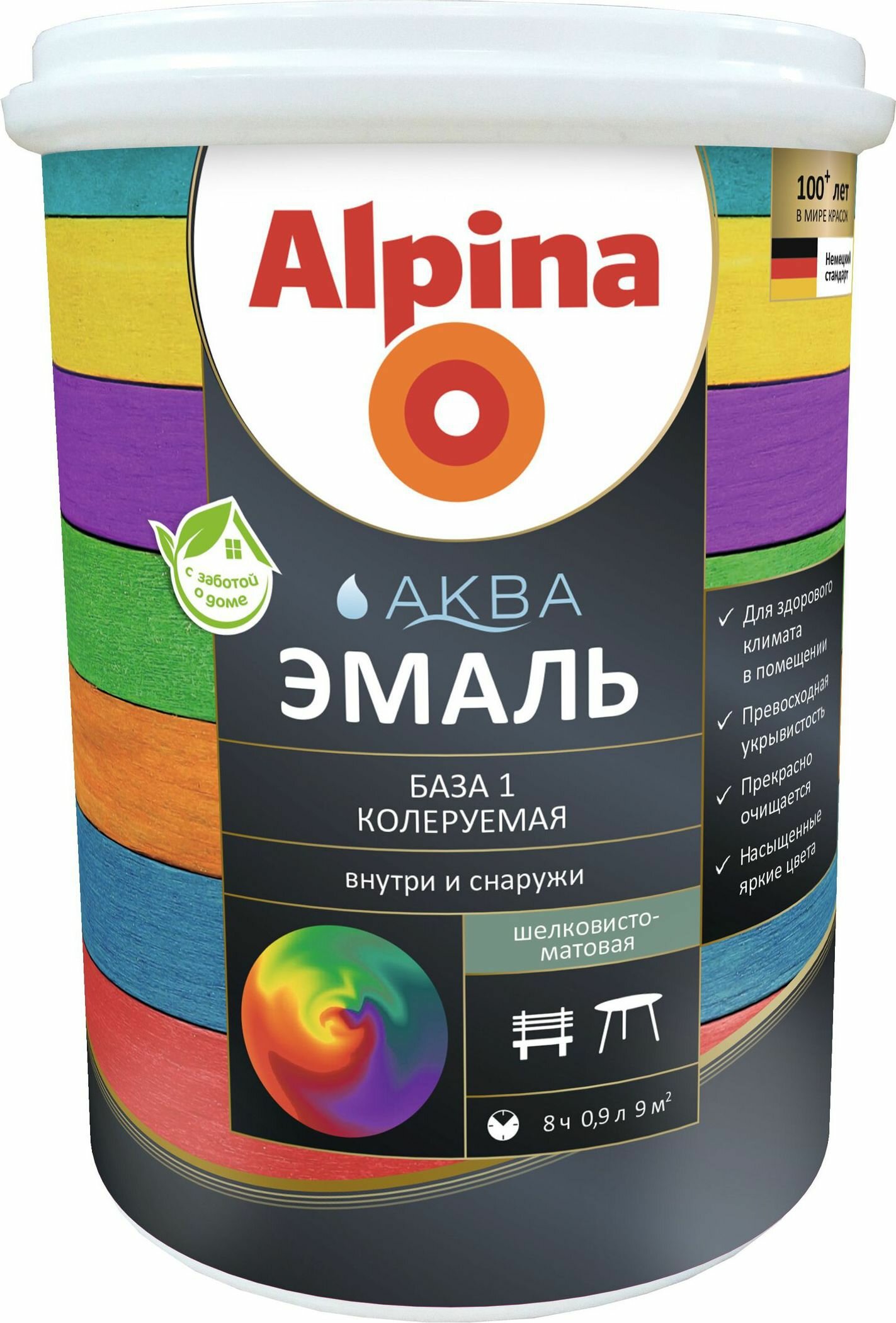 Эмаль акриловая (АК) Alpina Аква Эмаль шелковисто-матовая База 1