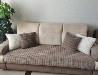 Накидка Чехол Дивандек на диван или кресло Egy textile, Меховой 1шт 90х160 Кофе