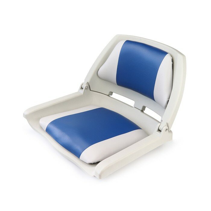 Кресло складное пластиковое с мягкими накладками, белый/синий - фотография № 1
