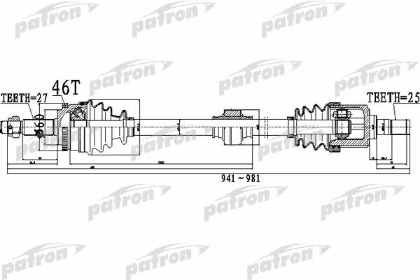 Привод правый HYUNDAI ELANTRA [JD] 1,6 07 - I30 [JD] 08 - KIA CEED 1,6