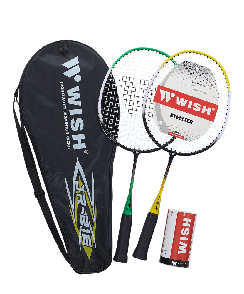 фото Набор для бадминтона Steeltec 216K, 2 ракетки, 2 волана, желтый/зеленый, детский