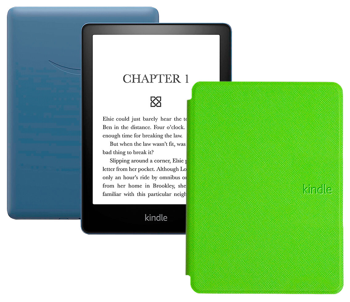 Электронная книга Amazon Kindle PaperWhite 2021 16Gb black Ad-Supported Denim с обложкой ReaderONE PaperWhite 2021 Green