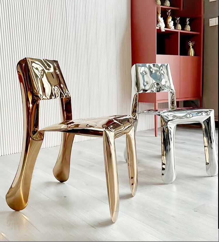 Стул из полированной нержавеющей стали в стиле Chippensteel Chair in Polished Stainless Steel by Zieta (черный) - фотография № 3