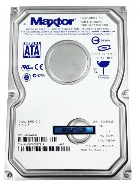 Жесткий диск Maxtor 6L080M0 80Gb SATA 3,5" HDD