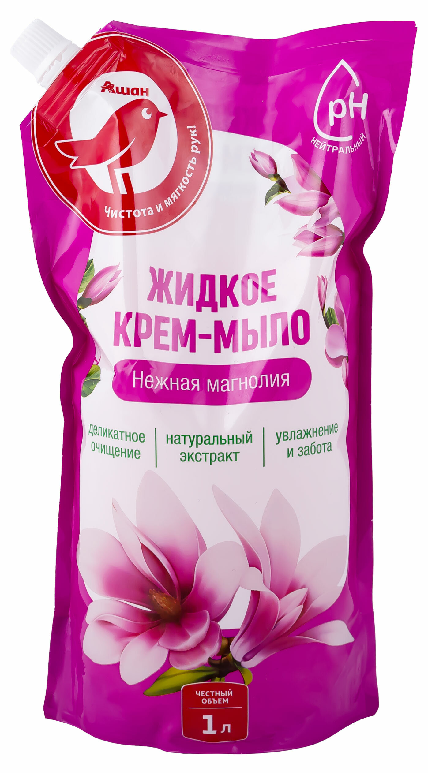 фото Мыло ашан Красная птица жидкое с ароматом магнолии, 1 л